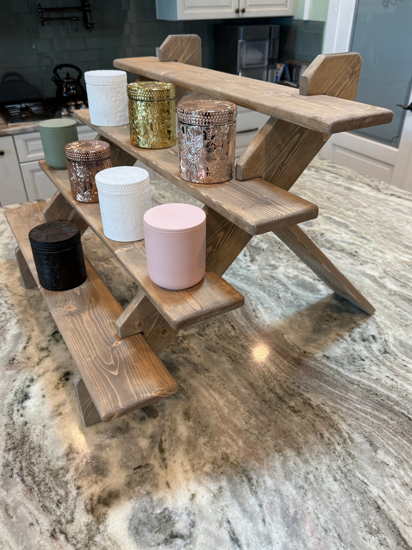 DIY Craft Fair Display Shelf Plans | 4-Tier Wooden Shelf for Candles, Honey, Jars & More | PDF Download