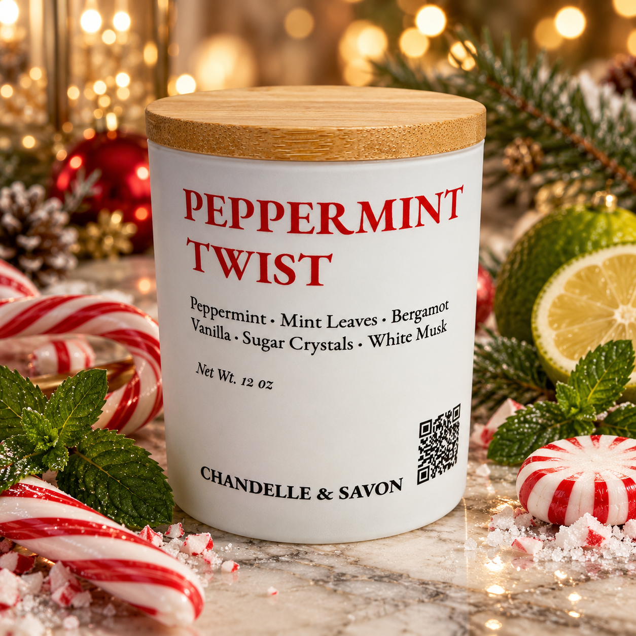 Peppermint Twist | 12 oz Luxury Wood Wick Candle