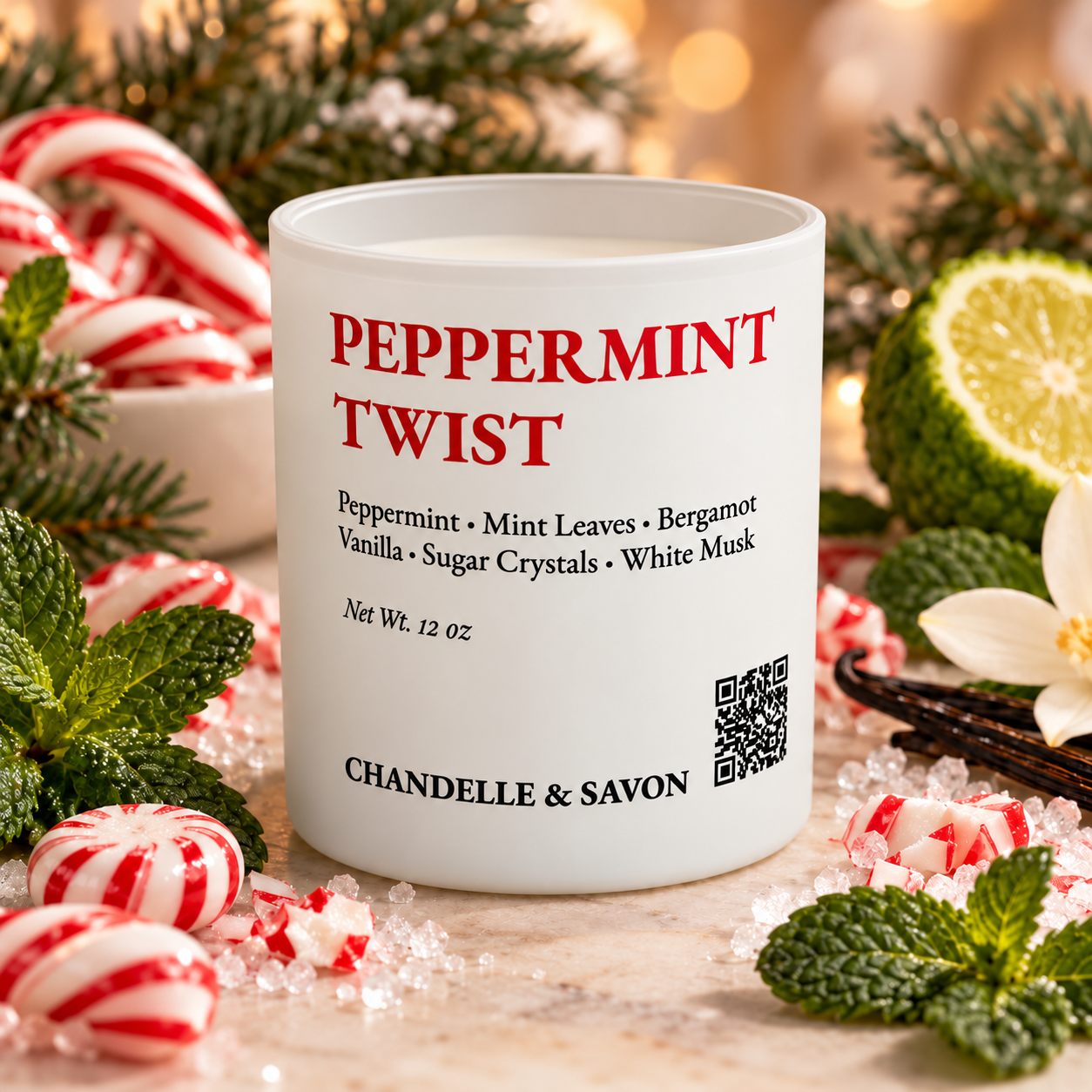 Peppermint Twist | 12 oz Luxury Wood Wick Candle
