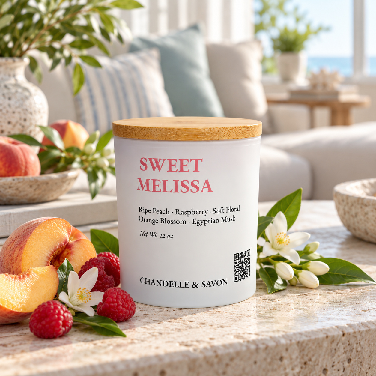 Sweet Melissa | 12 oz Luxury Wood Wick Candle