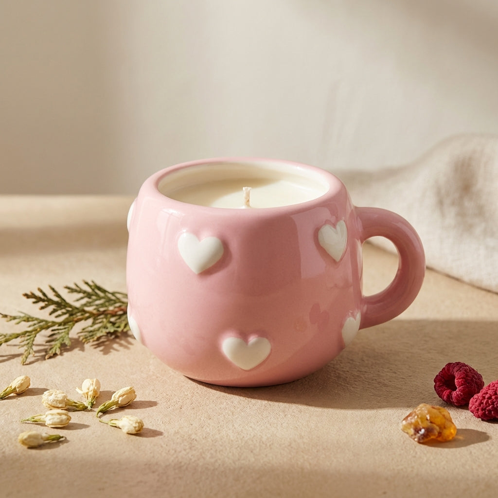 Signature Espresso Cup Candle by Chandelle & Savon Valentine Heart Keepsake Vessel | 3 oz