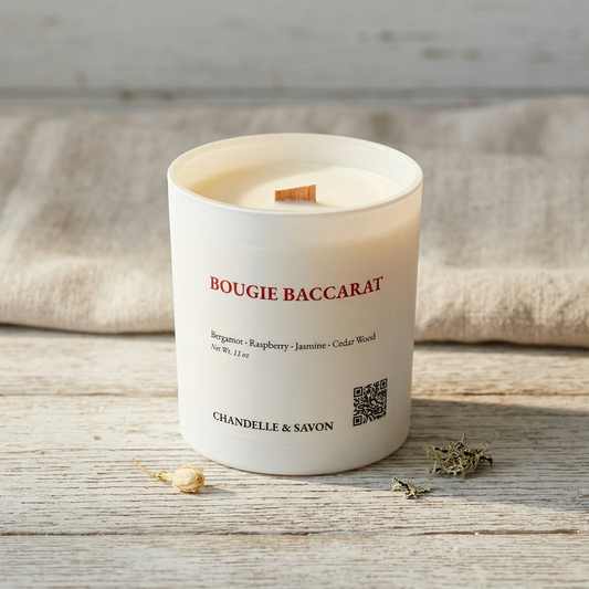 Bougie Baccarat Signature Wood Wick Candle By Chandelle & Savon