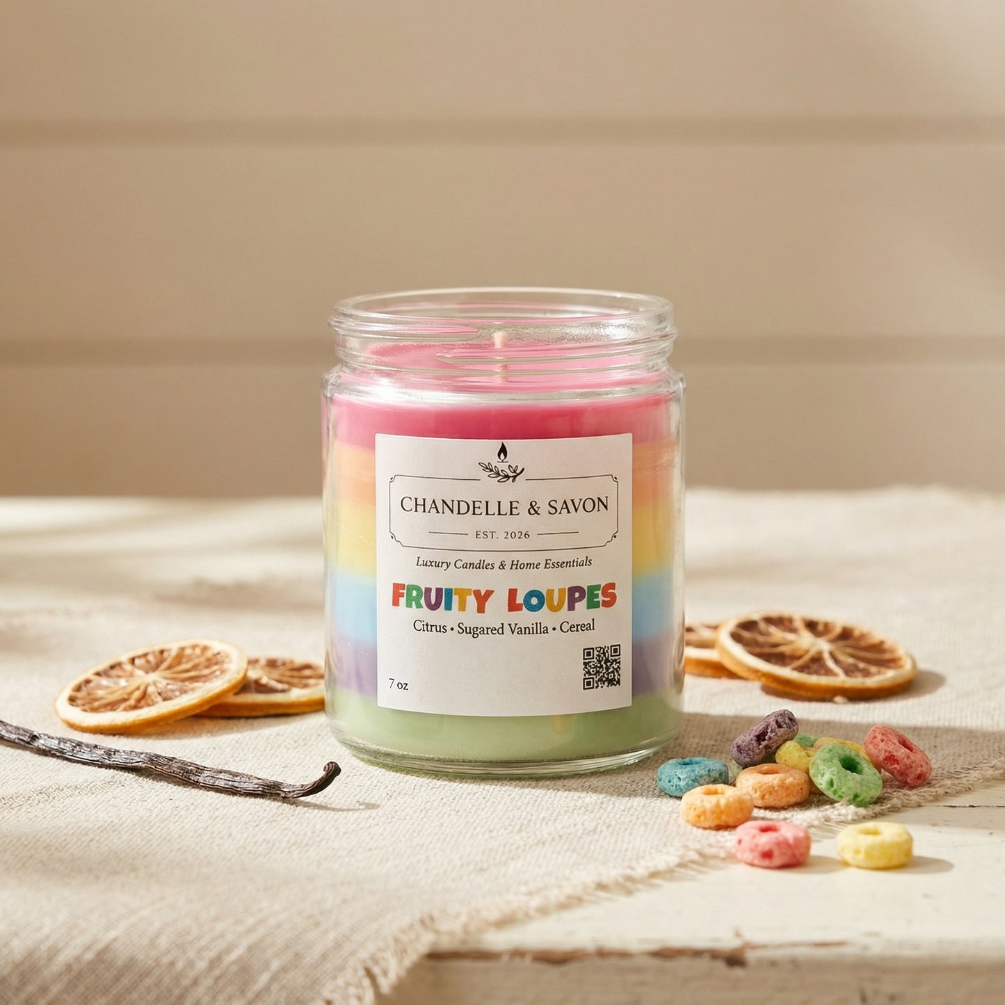 Fruity Loupes Signature Candle by Chandelle & Savon Clear Glass Jar | 7 oz
