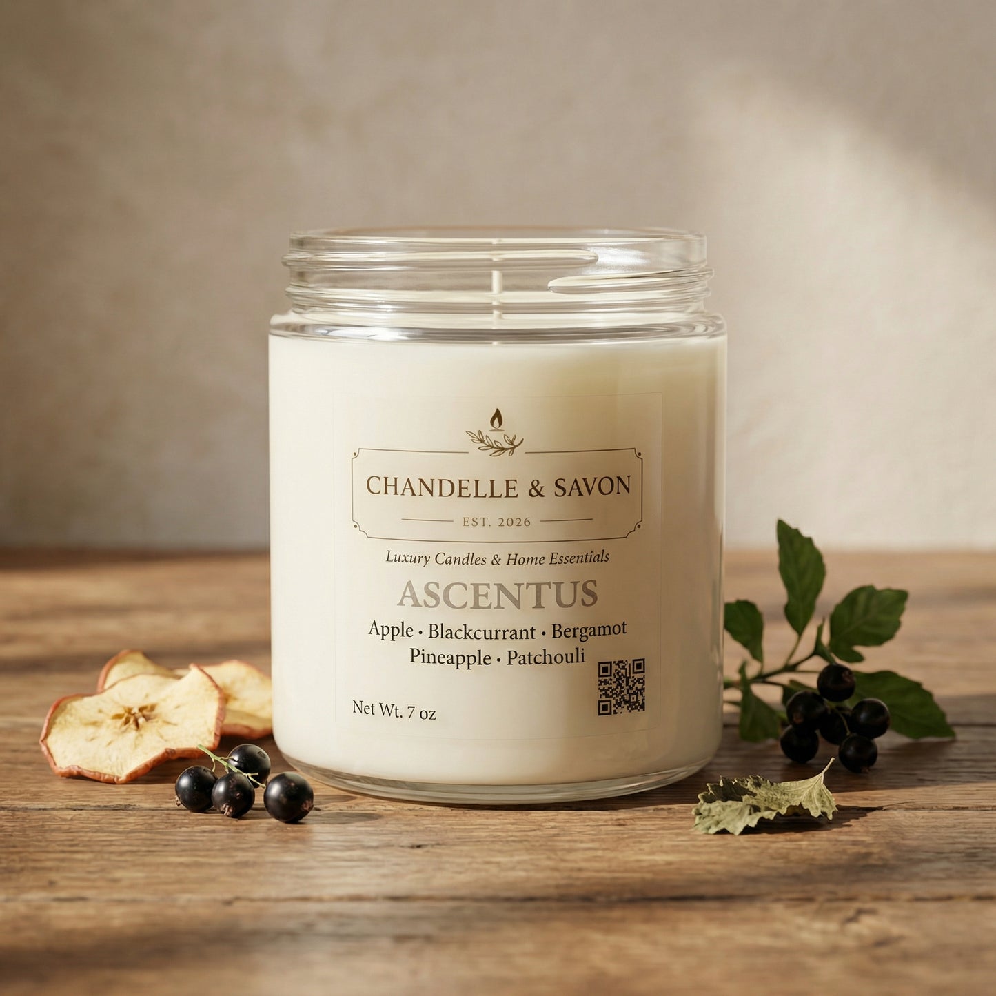 Ascentus Signature Clear Jar Candle by Chandelle & Savon
