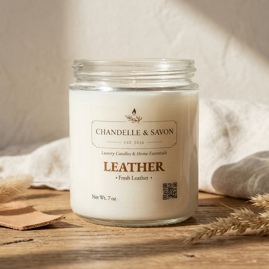 Leather Signature Candle by Chandelle & Savon