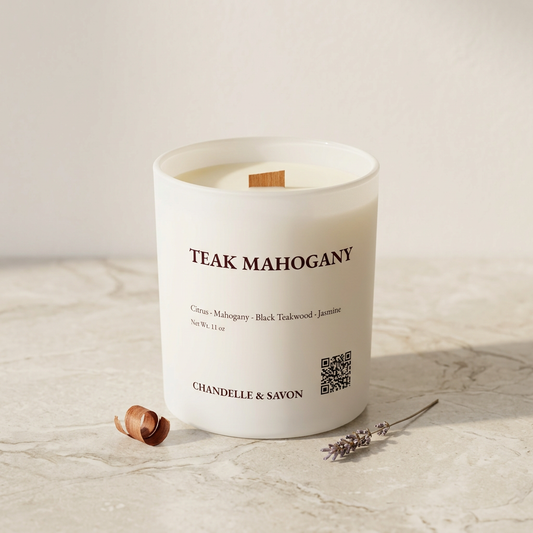 Teak Mahogany Signature Wood Wick Candle By Chandelle & Savon