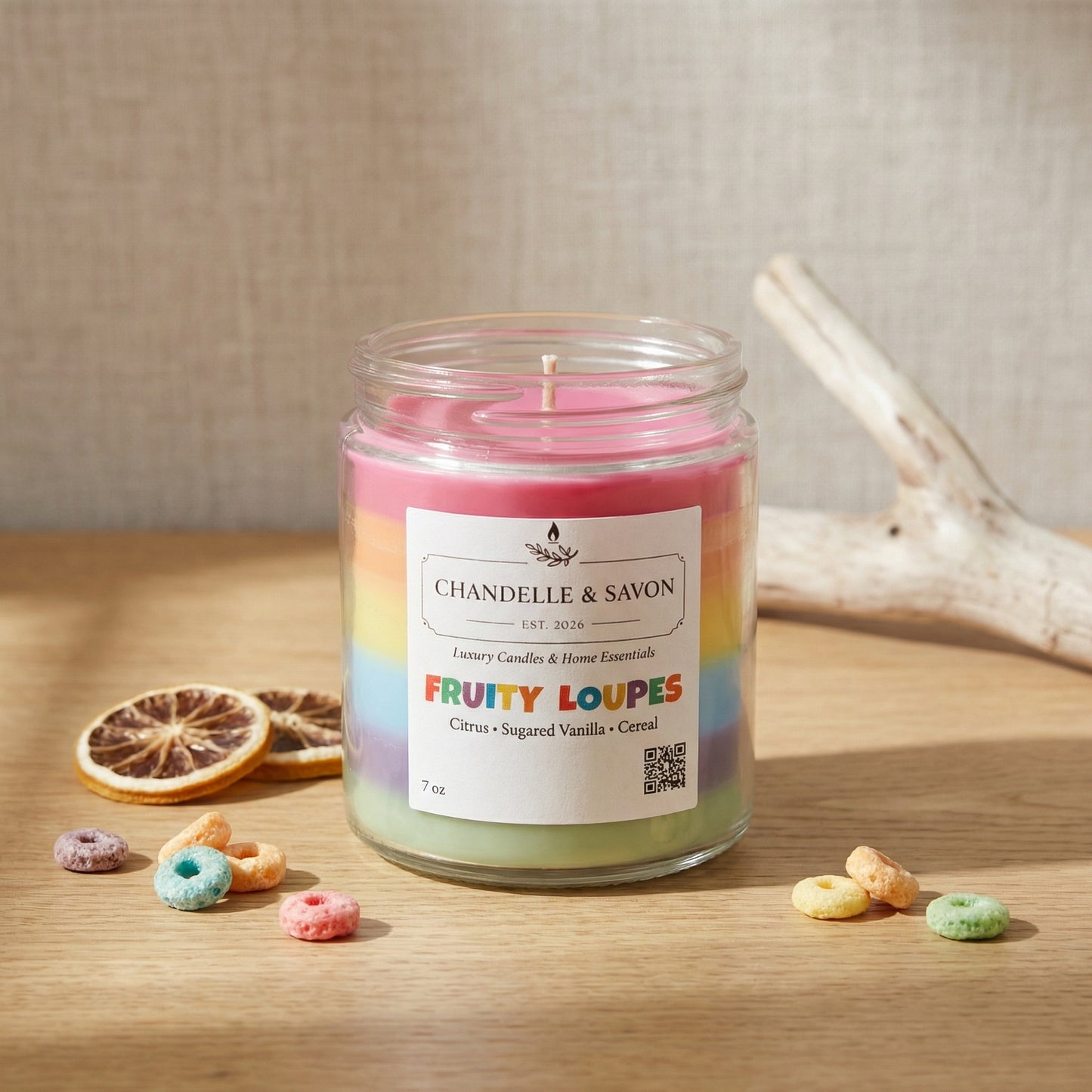 Fruity Loupes Signature Candle by Chandelle & Savon Clear Glass Jar | 7 oz