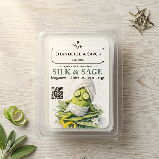 Silk & Sage Premium Soy Wax Melts | Highly Scented Luxury Fragrance | Chandelle & Savon