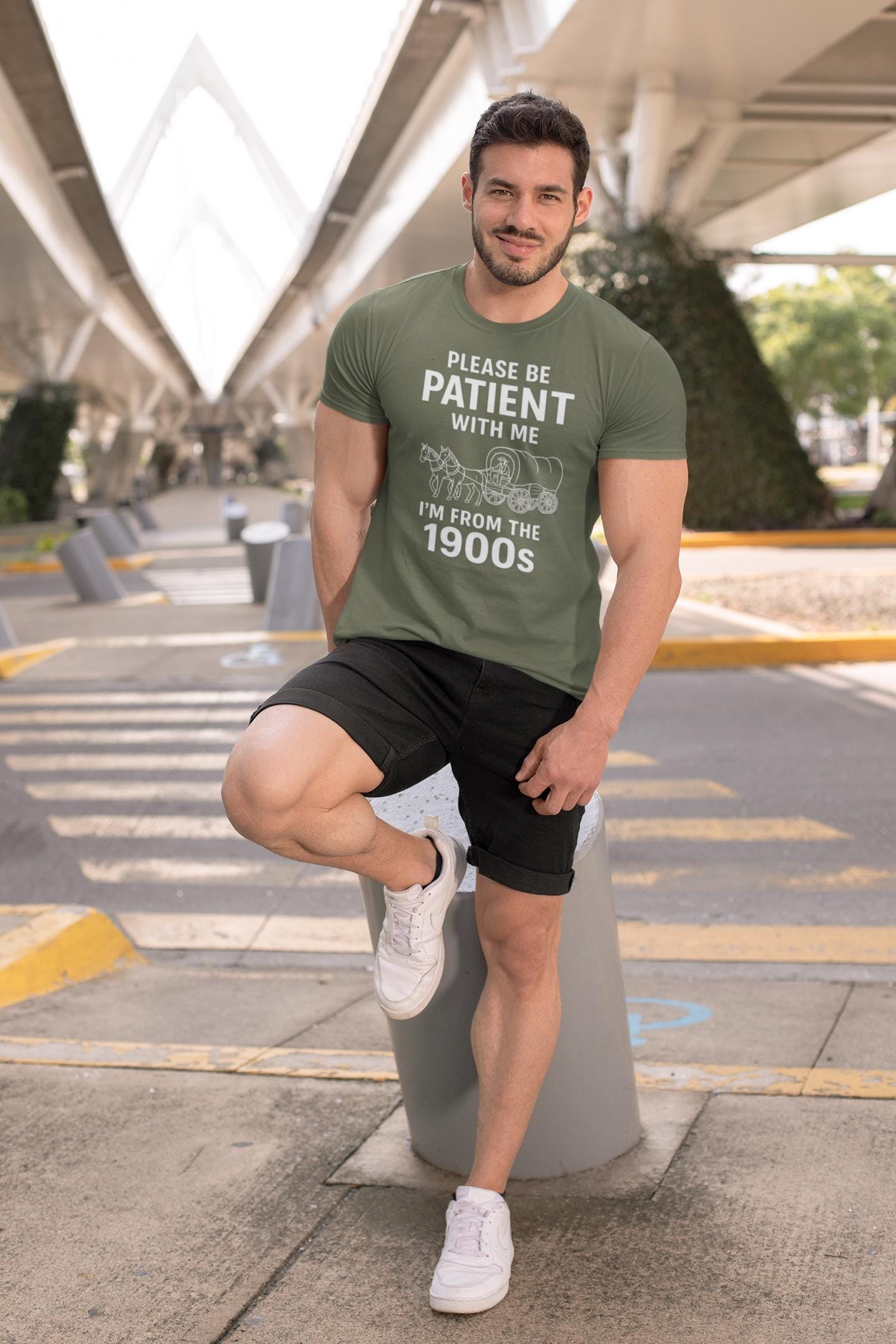 Please Be Patient With Me I'm From The 1900s T-Shirt | Vintage Wagon Graphic