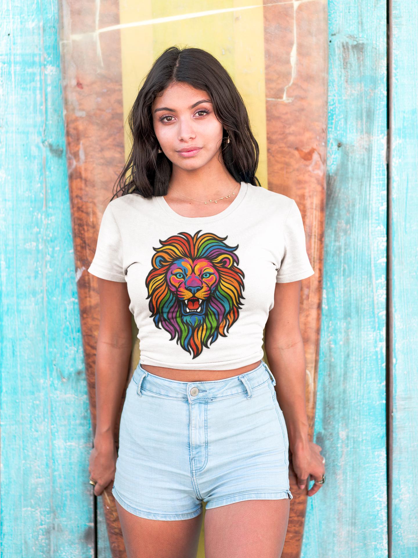 Rainbow Lion T-Shirt | Psychedelic Pop Art, Leo Zodiac