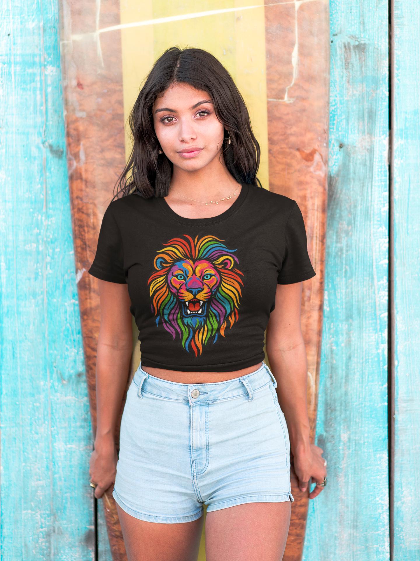 Rainbow Lion T-Shirt | Psychedelic Pop Art, Leo Zodiac